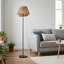 Lampe sur pied en corde en forme de diamant fabriquée à la main avec base en métal noir, style moderne bohème, compatible E26 à DEL