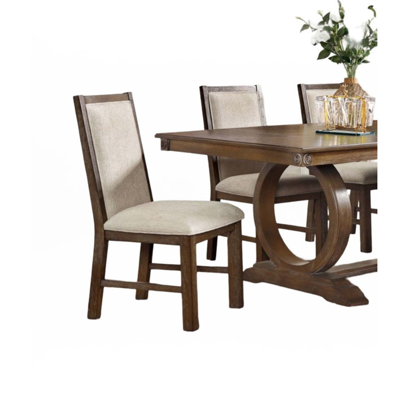 Transitional Style 2Pcs Side Chairs Rustic Oak Solid Wood