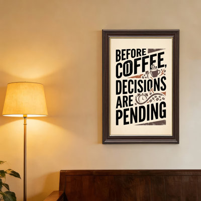 Art mural antique sur toile encadré doré pour le salon, la chambre à coucher, le bureau ou le vestibule - Décoration murale décorative avec café