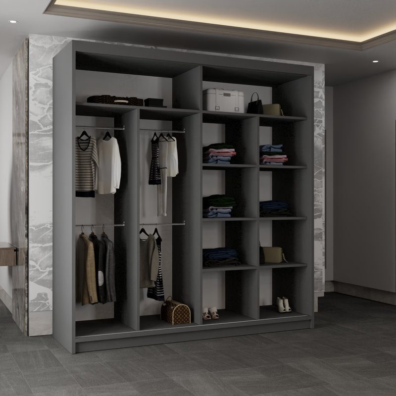 Cevahir 2 Door Wardrobe, 217cm H x 203cm W x 62cm D, Grey