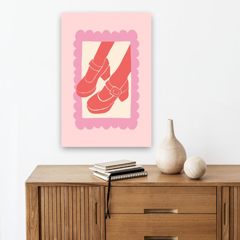 «Pink Mary Jane Heels», impression d'art mural rétro et fantaisiste, H 18 po x l 12 po