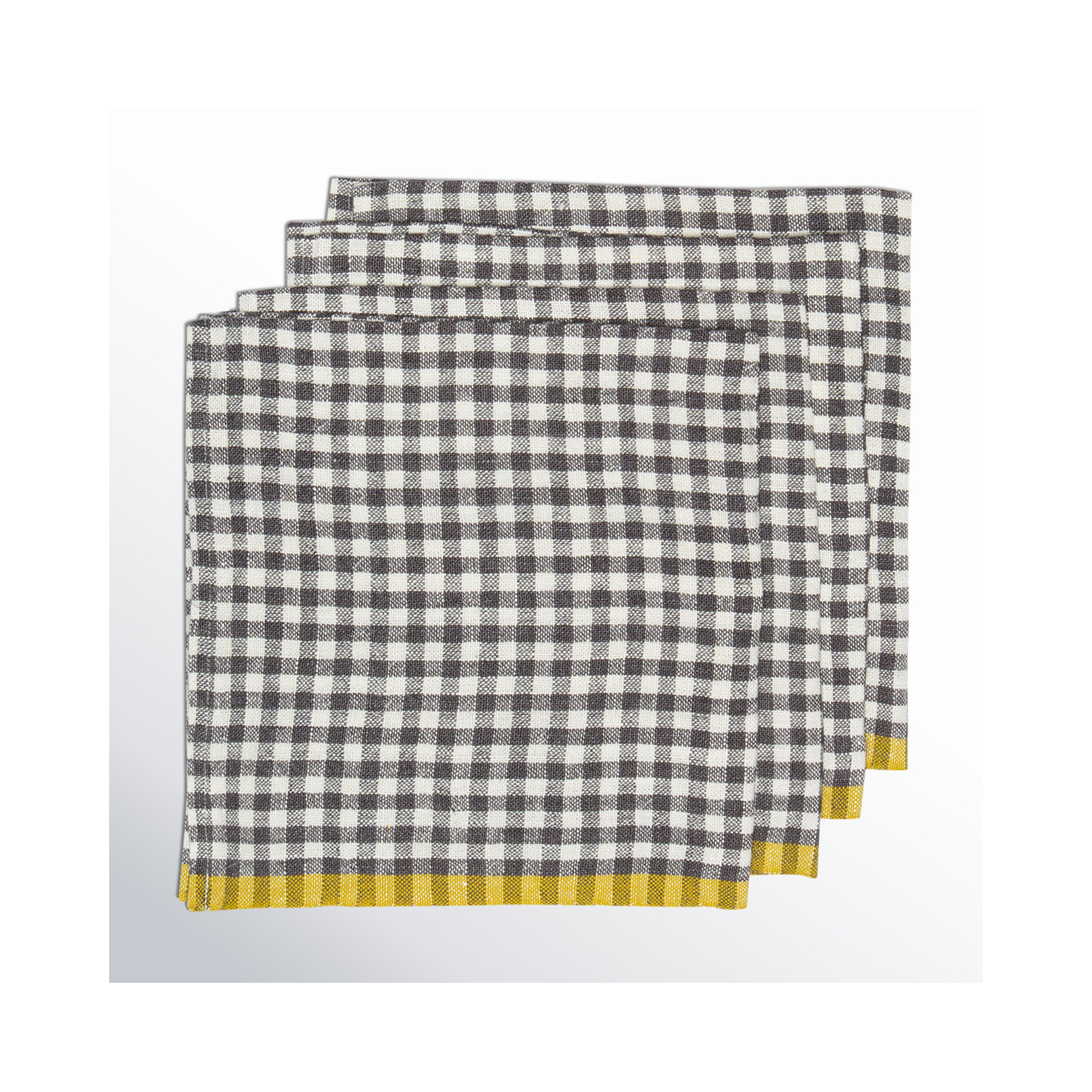 Blockton 20" Linen Napkin, Gray/Dijon