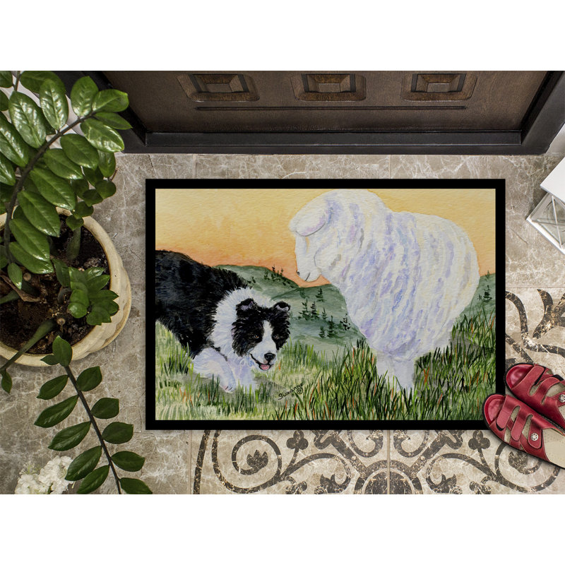 Tapis de porte d’intérieur anti-dérapant border collie, Rectangle 2 pi x 3 pi