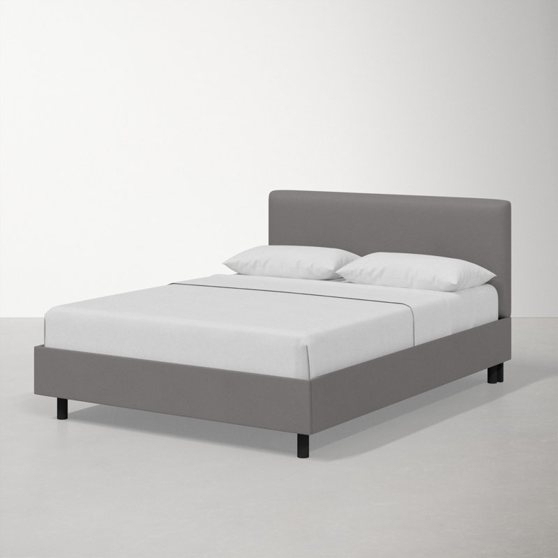 Pyburn Upholstered Platform Bed, Queen, Classic Otter Performance Velvet