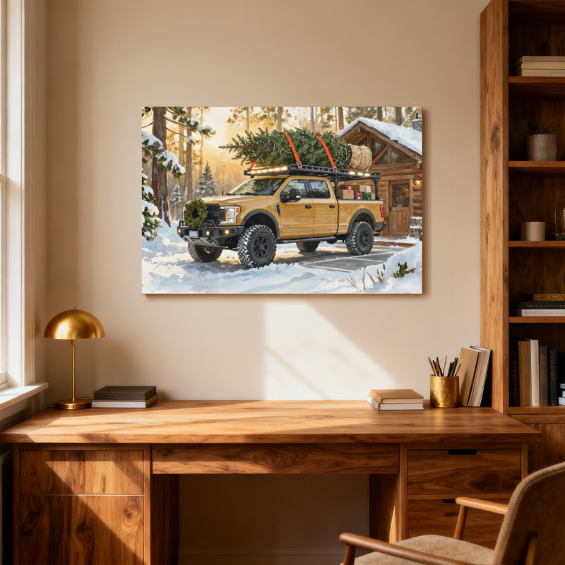 Scène de chalet de Noël, H 20 po x l 30 po