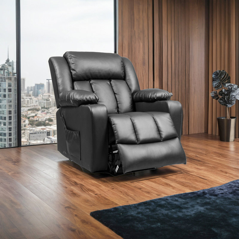 Fauteuil inclinable de massage Power Lift avec chauffage et charge USB, Noir, H 39,8 po x l 35,4 po x P 28,7 po