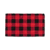 Delxo Welcome Mat Outdoor Entryway Rug 30x18 + Buffalo Plaid Rug Che