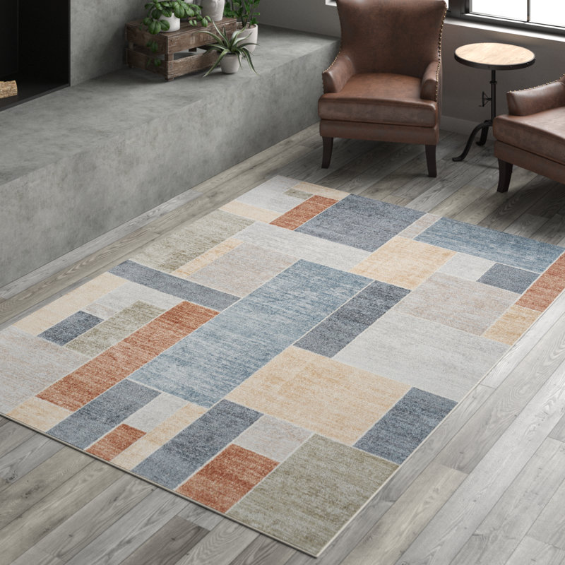 Tapis multicolore lavable à la machine Arthur-Jack, Rectangle 6 pi 7 po x 9 pi