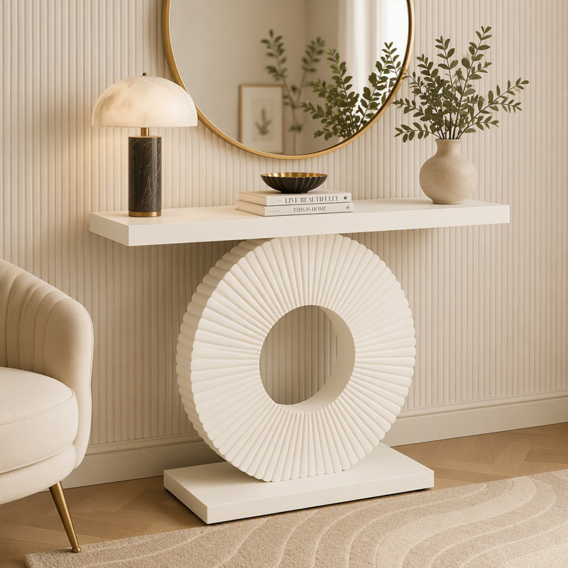 Canapé moderne en bois avec base géométrique, White