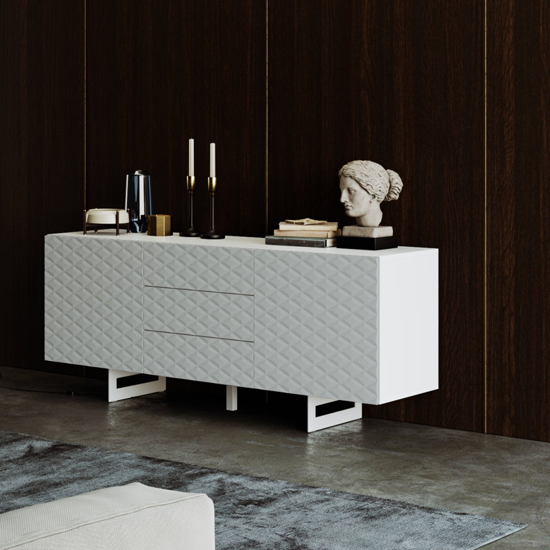 Felycia 165cm Sideboard, White/Grey