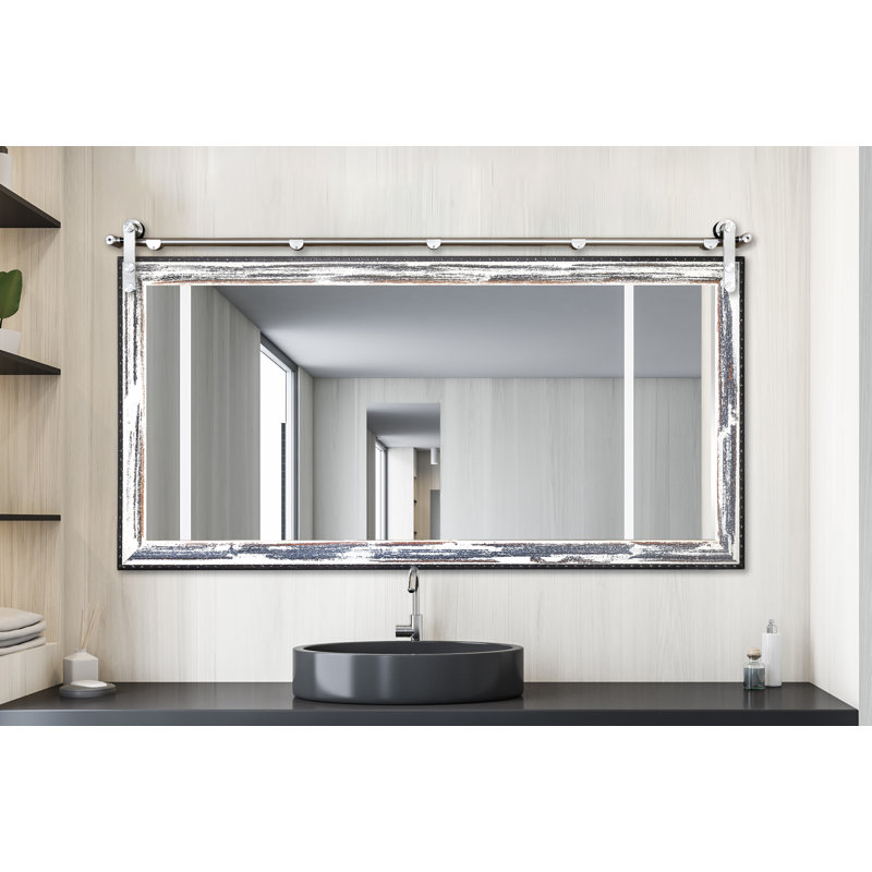 Miroir de porte de grange patiné N Peace, 30,5 po x 47,5 po