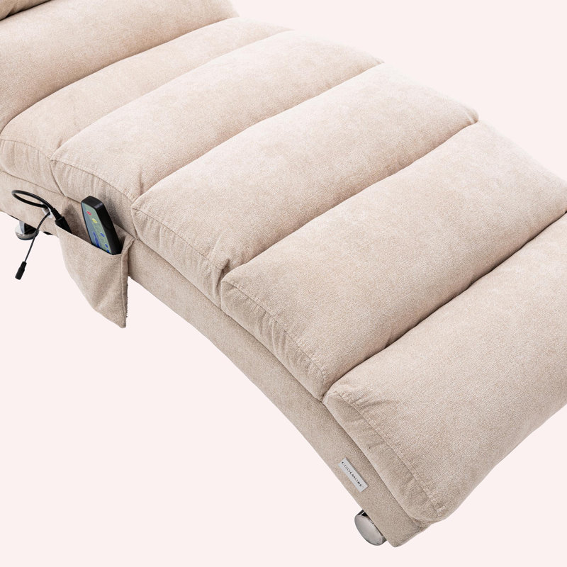 Chaise longue en lin, chaise longue moderne pour bureau ou salon, Polyester beige