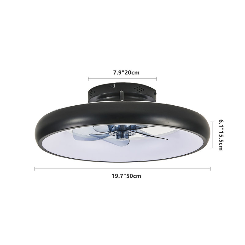 Ventilateur de plafond à DEL noir de 20 po - Température de couleur à intensité variable et réglable, application et télécommande, ventilateur de plafond intelligent moderne pour le salon, la chambre à coucher et la salle à manger (silencieux / 6