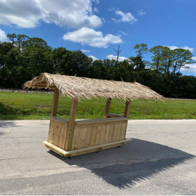 7 Ft Roof Tiki Bar Outdoor Indoor Reception Desk Cash Wrap Backyard Entertainment Station