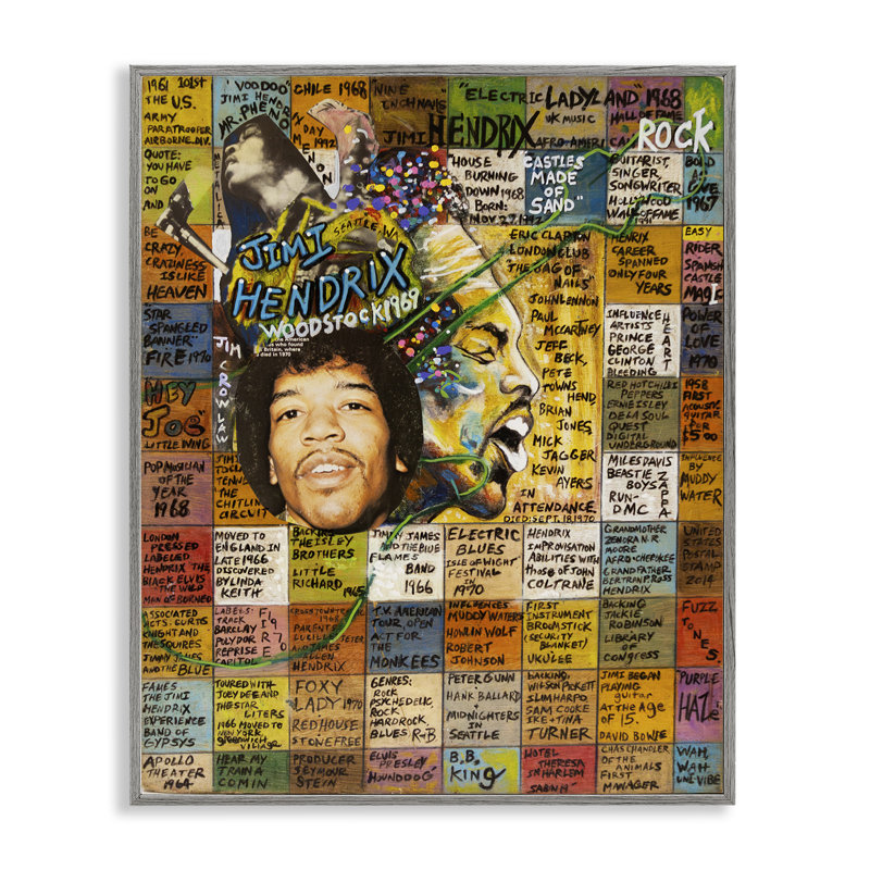 Jimi Hendrix, collage, estampe numérique par Sabin, H 14 po x l 11 po, Estampe numérique Farmhouse