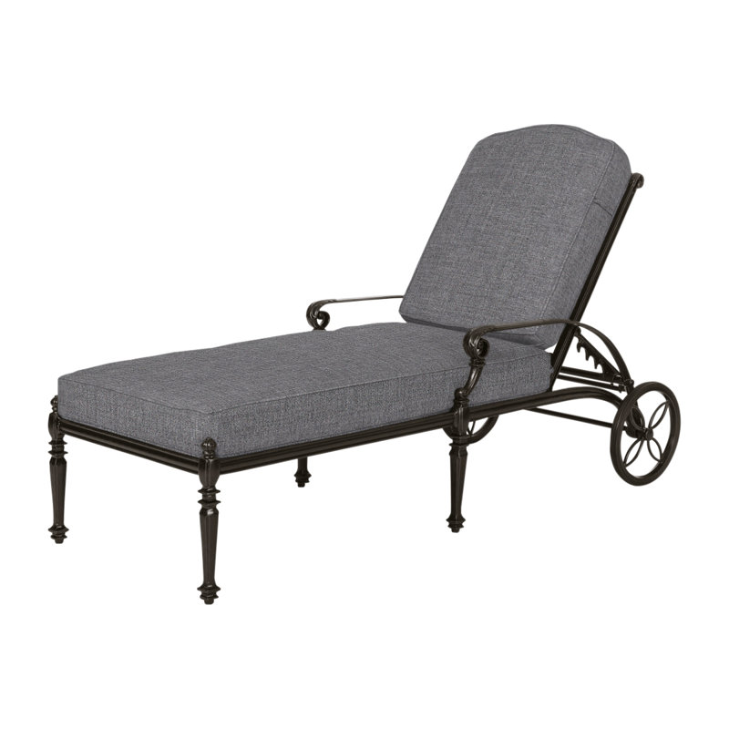 Grand Terrace Outdoor Chaise Lounge, Cast Slate Sunbrella® Plainweave, Vintage