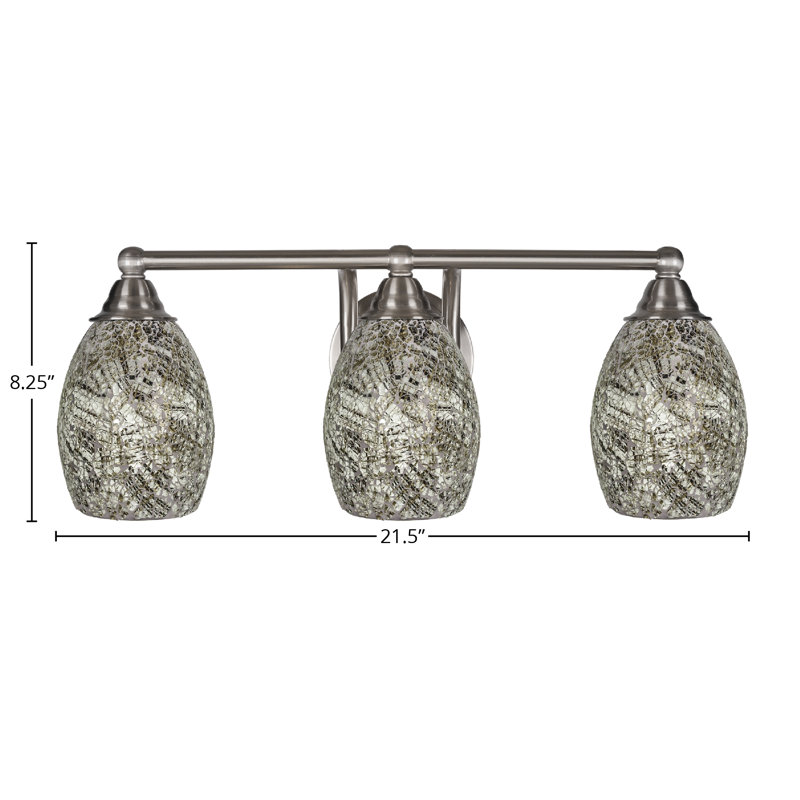 Barre d'éclairage de salle de bain 3 lumières Michell, Naturel, Nickel brossé