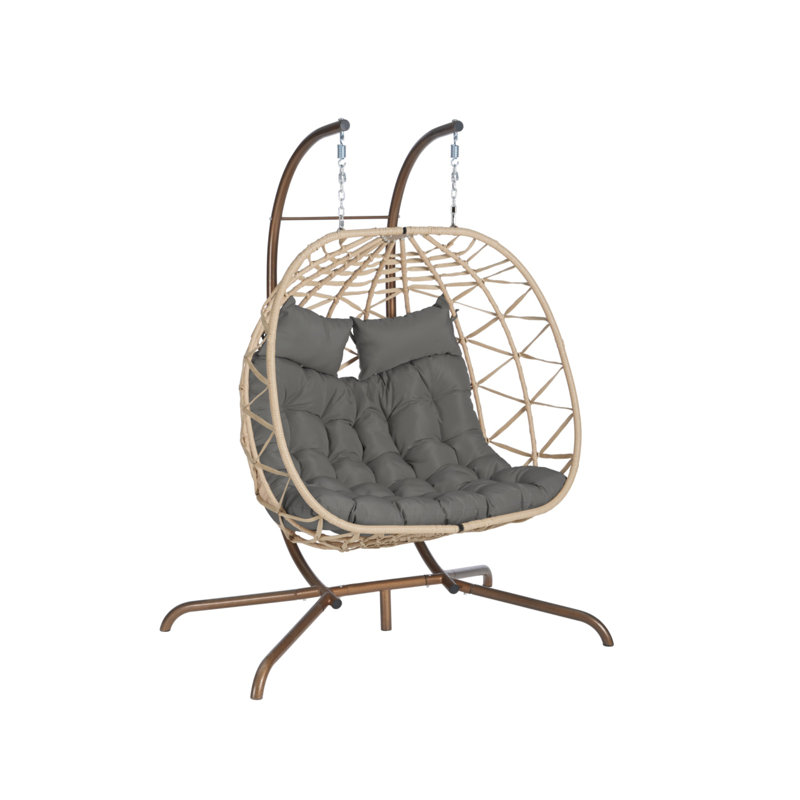 Double avec coussin de chaise suspendu, Gris foncé, Brun