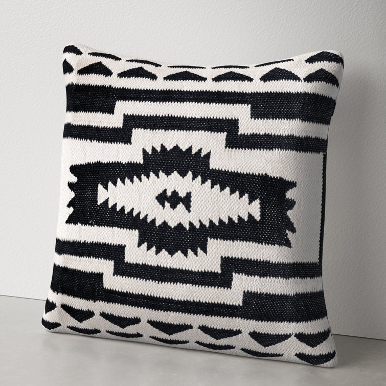 17 x 17 Inch Square Cotton Accent Throw Pillows, Geometric Aztec