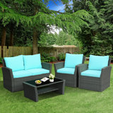 Wood 4 - Person Patio Conversation Sets with Cushions