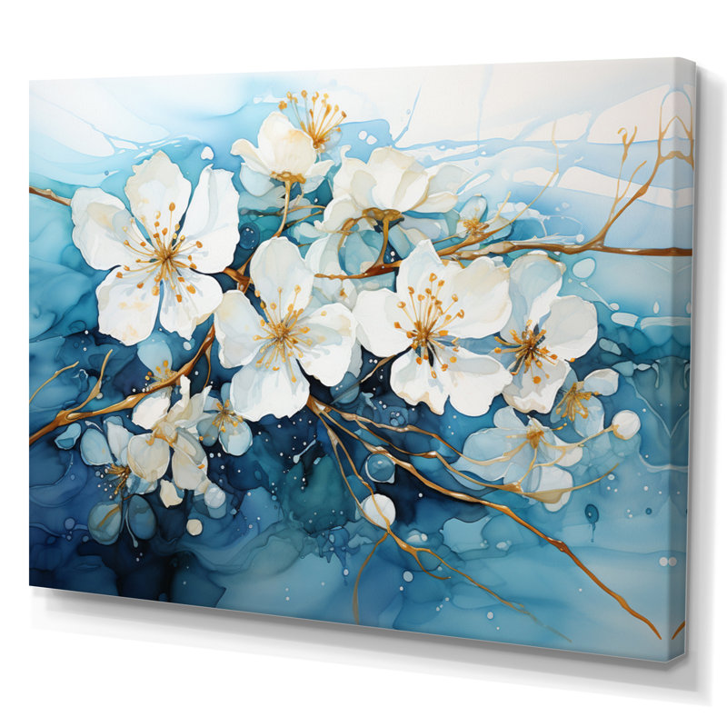 «Drip Transcendent Waters» sur toile, Toile tendue, H 30 po x l 40 po x P 1,5 po