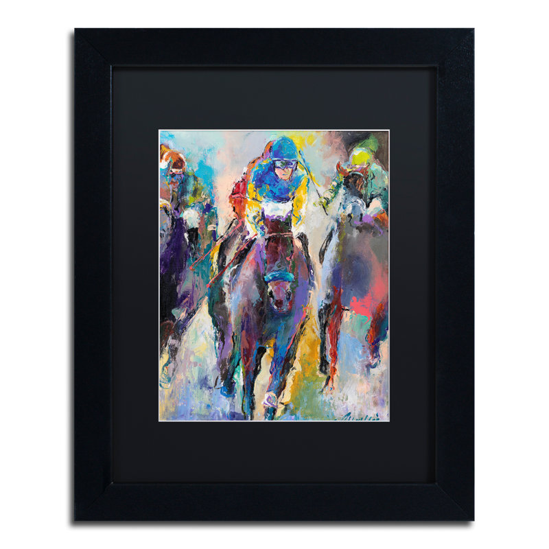 « jockeys », reproduction sur toile, H 14 po x l 11 po x P 0,5 po, Noir, Cadre noir