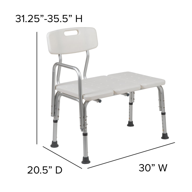 Hercules Series 300 lb Adjustable White Aluminum Bath Transfer Bench