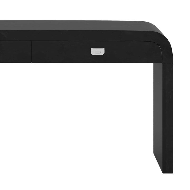 Table en bois 60 po avec placage de ronce, console avec 2 grands tiroirs et poignées en métal, table de canapé avec 2 pieds robustes