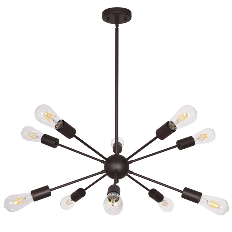 Arpita 10 - Light Iron Dimmable Sputnik Sphere Chandelier, 40''H x 33.46''W x 33.46''D, Black