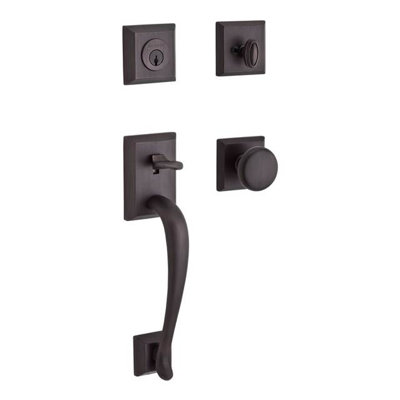 Napa Single Cylinder Handleset with Round Door Knob and Traditional Square Rose with Smartkey