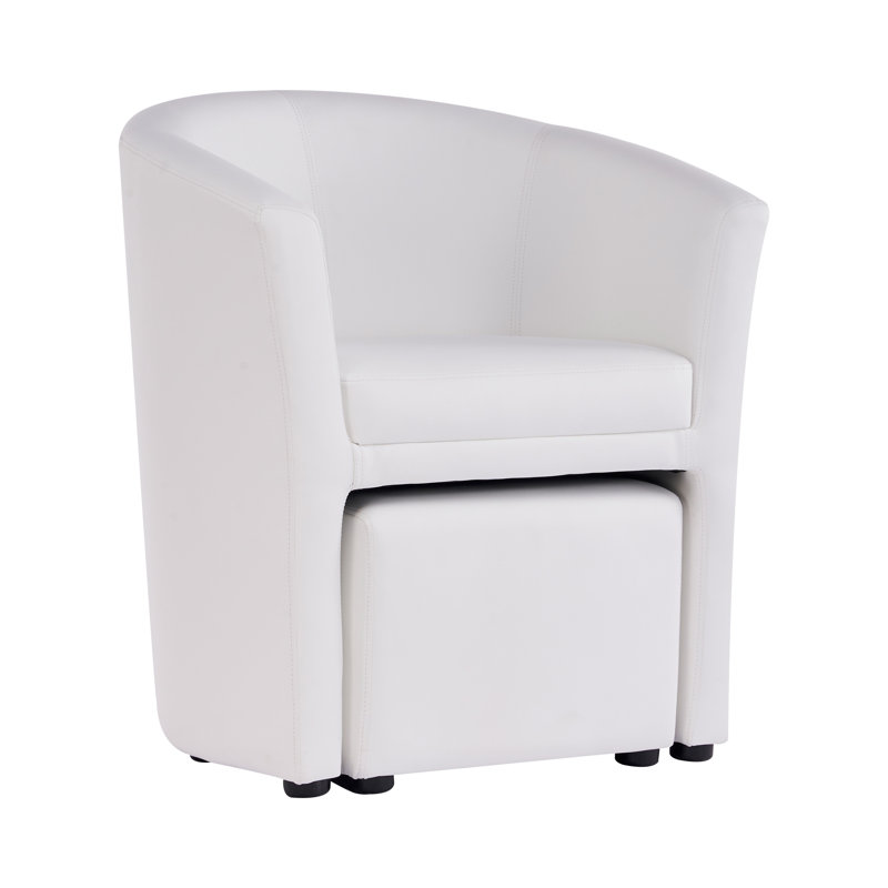 Fauteuil demi-tonneau avec repose-pieds Babumba, Blanc