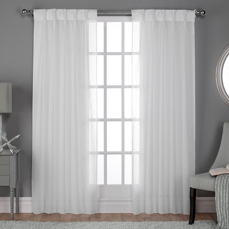 Lusetta Semi-Sheer Curtain Panel Pair, 30" W x 96" L, Winter White