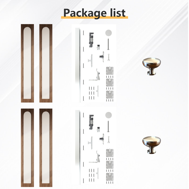 Porte de placard arquée 48 po x 80 po avec panneau d'appoint en similicuir en PVC, quincaillerie d'installation incluse