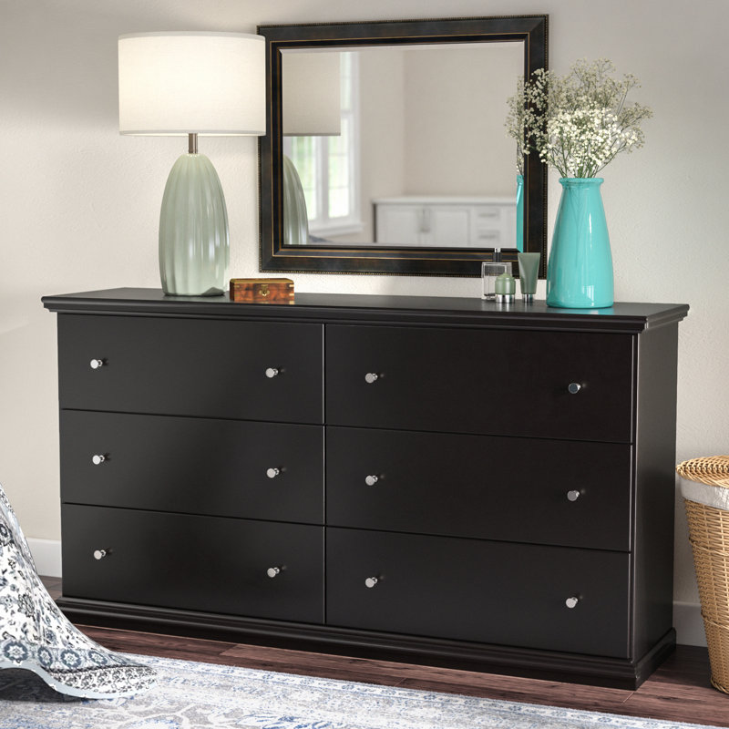 Leano 63.31'' W 6 - Drawer Dresser, Solid Black