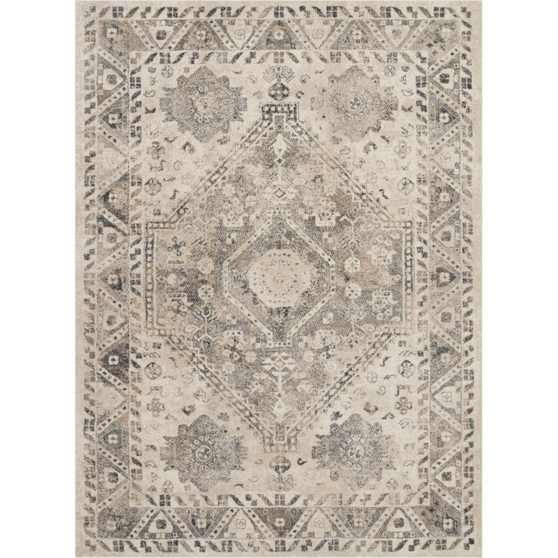 Tapis crème d'inspiration persane Lashanda, Rectangle 7 pi 10 po x 10 pi 6 po