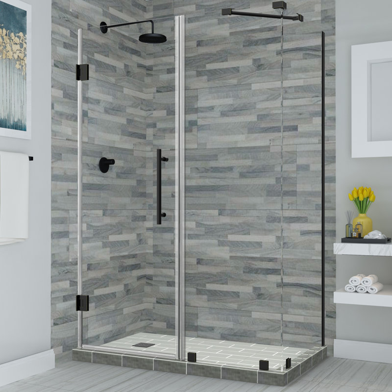 Cabine de douche rectangulaire à charnière sans cadre 53,25 po x 72 po Bromley