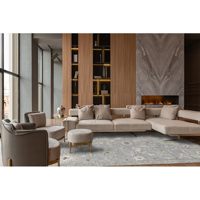 Tapis noué à la main Sophia Claudette - Earl Grey - 6 pi x 9 pi, 6 pi x 9 pi