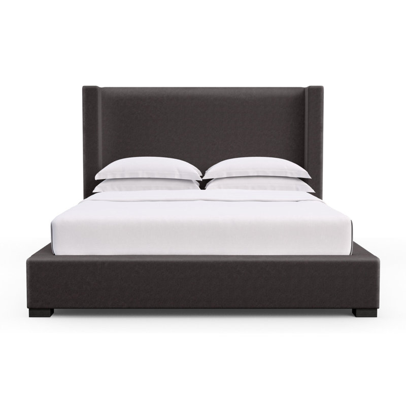 Roxborough Upholstered Wingback Bed, Twin, Vintage Leather Graphite, Weathered