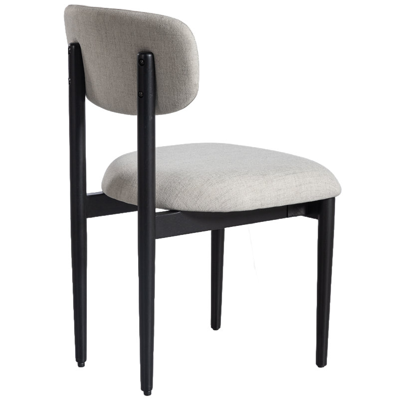 Rhoda Set of 2 Upholstered  Solid Wood Dining Chair, Gray, Black