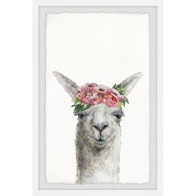 Ignacio Sleepy Flower Crowned Llama 1 Piece Single Picture Frame Painting