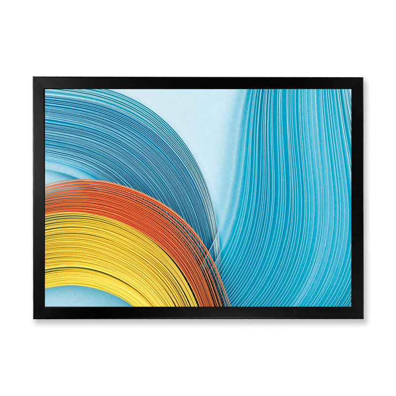 «Fractal Blue and Orange Junction», reproduction d'art sur toile moderne, Cadre photo noir, H 8 po x l 12 po x P 1,5 po