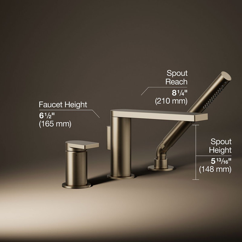Composed Deck-Mount Bath Faucet With Handshower, Bronze