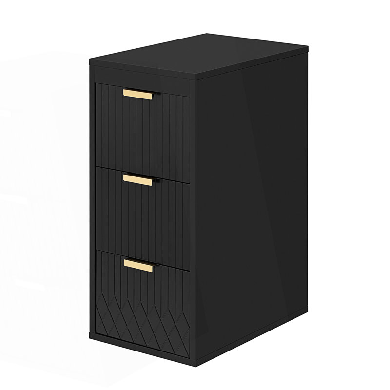 Wall Mounted Floating Cabinet, Side Cabinet With Drawers, Accent Cabinet, Black