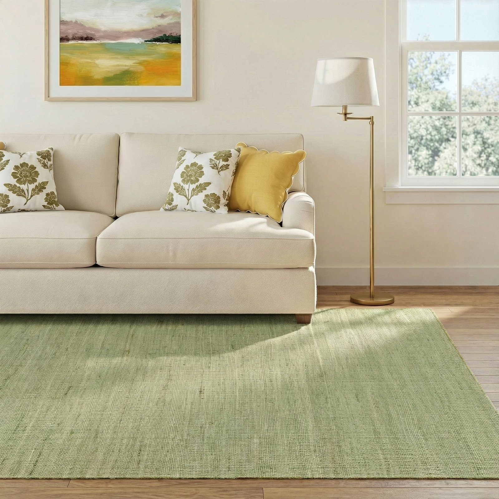 Genelda Hand-Woven Jute Rug, Rectangle 6' x 9'