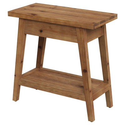 2-tier Solid Wood Side Table With Storage, Farmhouse Rectangle End Table For Living Room, Bedroom(2)