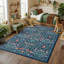 Tapis floral lavable à la machine avec envers en caoutchouc durable pour le salon-130108707-130108712