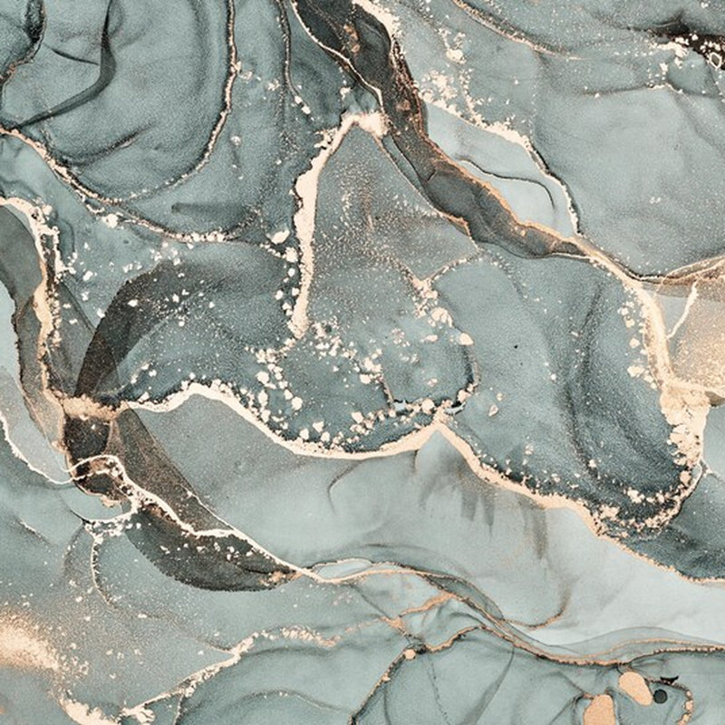 Teal & Gold Abstract Marble Wall Mural, 108" L x 96" W
