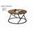 Natural Finish 3Pc Table Set 1X Coffee Table 2X End Table Decorative Abstract Metal Base Primary Living Room-1433521034