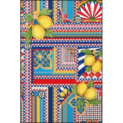 Lemon Patterned Mixed Color Floral Geometric Modern Decorative Rug