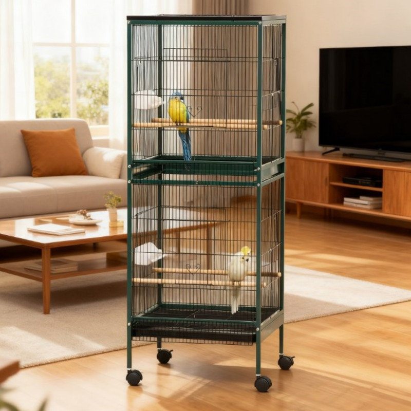 Volière intérieure spacieuse avec conception à plusieurs portes, grande cage pour que les oiseaux puissent s'étendre librement